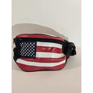Genuine Leather USA Flag Fanny Pack – Black/Red/White Hip Bag